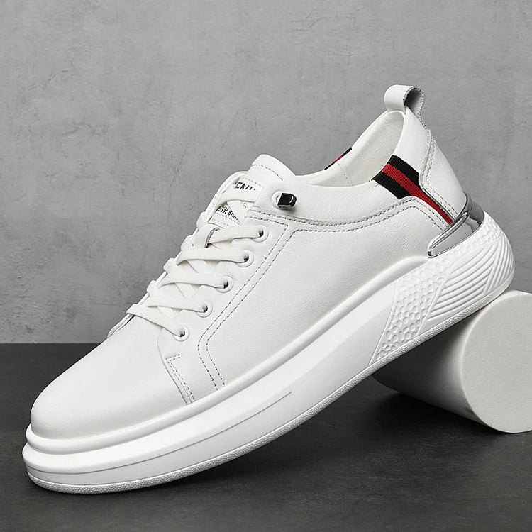 Genuine Leather Men's Height-Enhancing Shoes Men's White Sneakers Men's Elevator Height-Increasing Insoles 6/8 Cm Sports Shoes