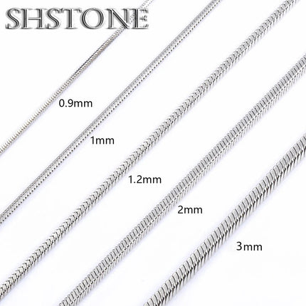 SHSTONE 1mm/2mm/3mm Women Snake Chain Men 925 Sterling Silver 40-75cm Necklaces Fashion Choker Jewelry Classics Neck Necklace PlatiNum