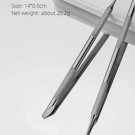 1/2 pcs Double-ended Stainless Steel Remover Manicure Sticks Tool Bevelled Nail Grinding File Circle Beveled Head Cuticle Pusher