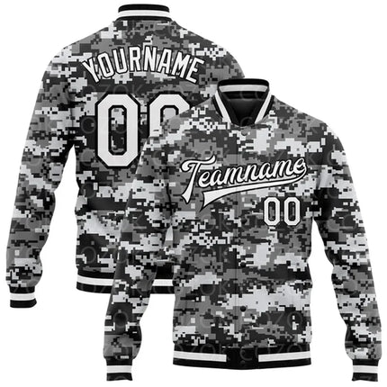 Custom Skull 3D Printed Baseball Button Jacket Bomber Full-Snap Varsity Letterman Jacket