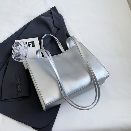 Designer Tote Bag For Women Large Capacity Handbag Portable Brand Briefcase Top Quality Pu Leather Female Shoulder Crossbody Bag PlatiNum