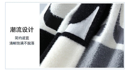 2023 New Fashion Patchwork digit Cashmere Sweater Men High Quality Comfortable Mens Sweaters Thick Warm Male Pullover