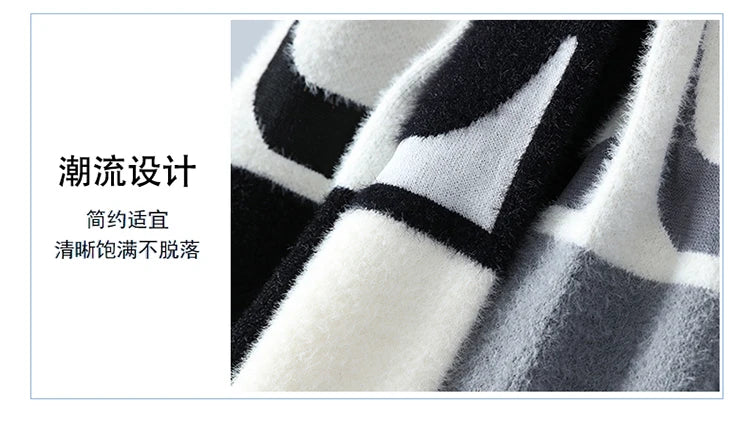 2023 New Fashion Patchwork digit Cashmere Sweater Men High Quality Comfortable Mens Sweaters Thick Warm Male Pullover
