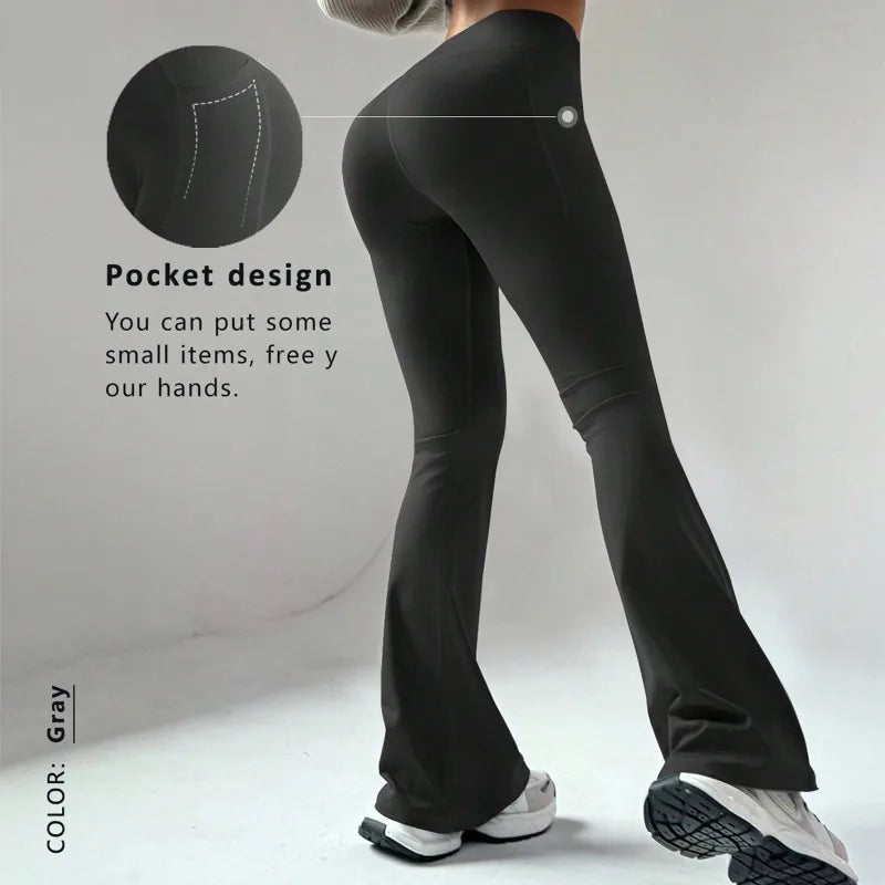 Women's Thermal Fleece Wide Leg Yoga Pants High Waisted Booty Lifting Outdoor Fitness Leggings High Stretch Lounge To Trail Wear