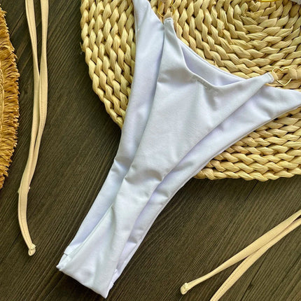 Costume da bagno bikini sexy da donna a tinta unita, due pezzi, rosso platinumshop