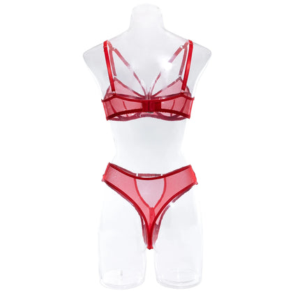 Sexy Black Mesh Lingerie Two Piece Sets Ultrathin See-through Hollow Out Bras And Panties Underwear Suit Erotic Intimate Suits