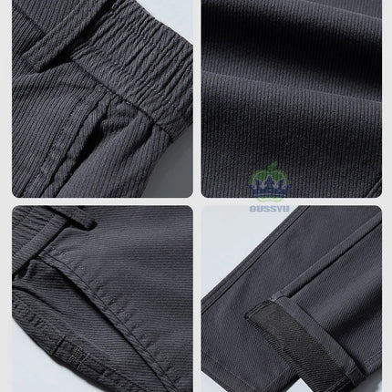 Autumn Winter Cotton Fabric Stretch Casual Pants Men Slim Fit Grey Black Korea Work Classic Brown Cargo Trousers Male 28-38