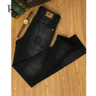 Spring and Autumn Korean Slim Jeans for Men 2025 High-end Luxury Clothing Black Printing Mid-waist Stretch Casual Pencil Pants PlatiNum