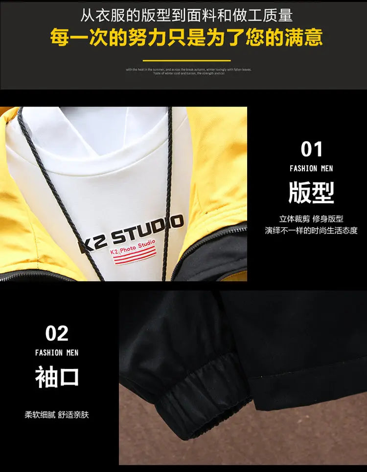 Spring Autumn New Tracksuits Men Set Casual Hooded Jacket Pants Sweatshirt Sportswear Coats Men Jacket+Pant Suits