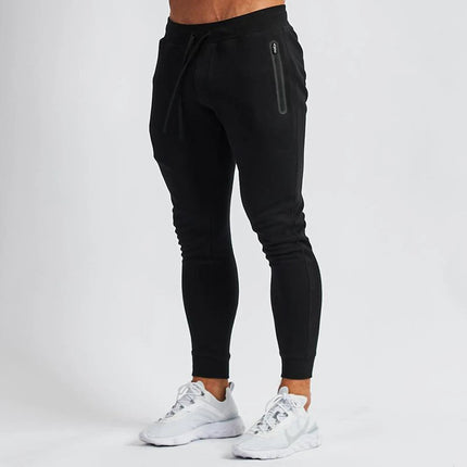 Men's Cotton Training Sets Gym Sportswear Zipper Hoodie Casual Sports Hooded 2-piece Top with Pants Black Sweatshirts Sweatpants PlatiNum