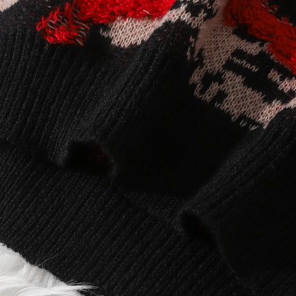 Autumn and Winter Velvet Spider Jacquard Double-Sided Pattern Pullover Sweater Casual Round-Neck Knit Men's Pullover Sweater Suitable for Daily Wear, Unisex Outerwear