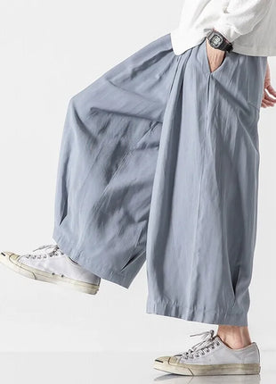 2025 Pantaloni estivi da uomo stile giapponese Harajuku Haori pantaloni a gamba larga uomo streetwea