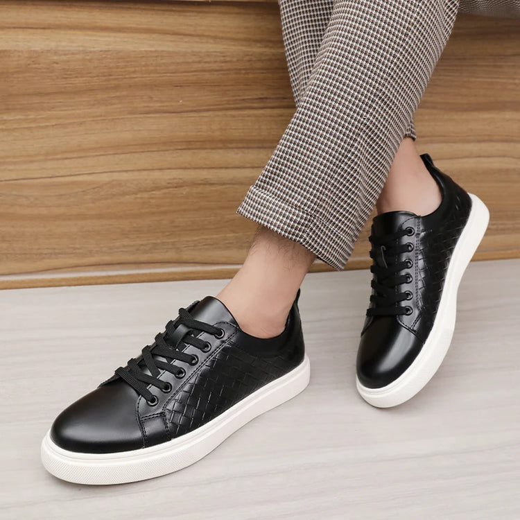 Casual men's leather shoes New comfortable and trendy styles Outdoor Fashion Party Daily leisure youth Black Board Shoes HOT -46