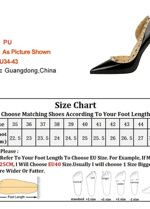 2025 Nuovo Sexy Nero Sottile Tacchi Alti 10.5 Centimetri Scarpe da Donna Testa A Punta Rivetto Pompe da Donna in Pelle Verniciata Stiletto Scarpe da Discoteca platinumshop