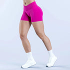 New Women's Seamless Solid Color Fold-Over Waist Push-Up Slim Breathable Yoga Sports Shorts