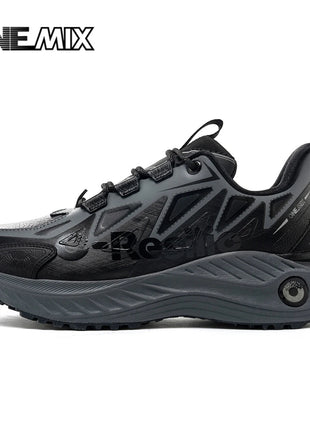 ONEMIX Scarpe da trail running da uomo Scarpe da ginnastica in pelle antiscivolo indossabili Supporto stabile Scarpe sportive fuoristrada Scarpe da ginnastica da passeggio all'aperto PlatiNum