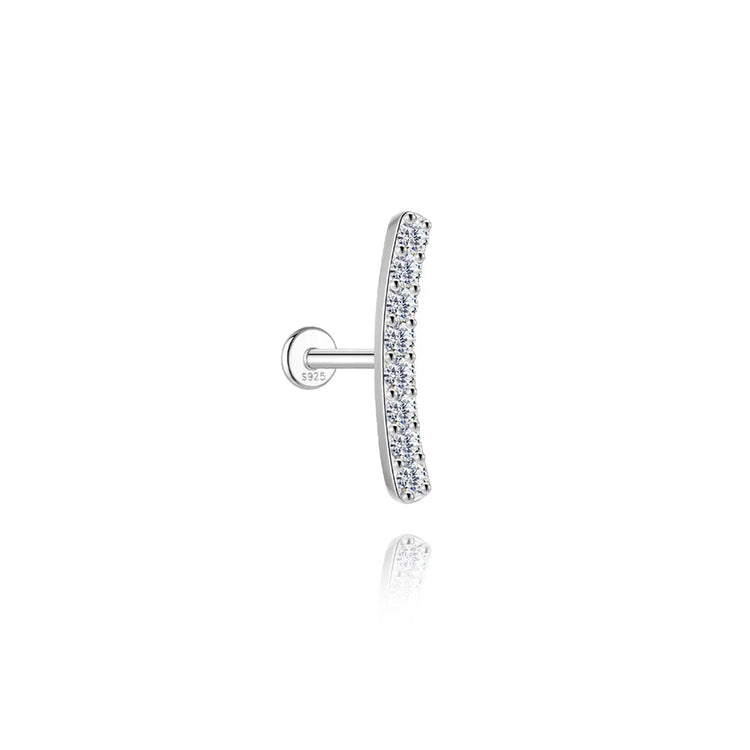 Aide S925 Sterling Silver Moissanite Silver Color Srud Earrings Women Heart Leaf Geometric DIY Ear Bone Sruds Piercing Jewelry PlatiNum