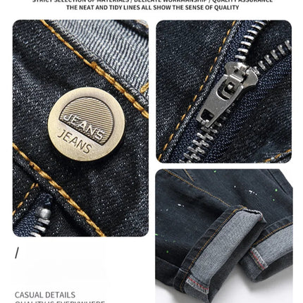 Fashion New Slim Stretch Ripped Jeans Men's Streetwear Paint Spots Denim Pants Hip Hop Punk Personality Hole Male Trousers PlatiNum