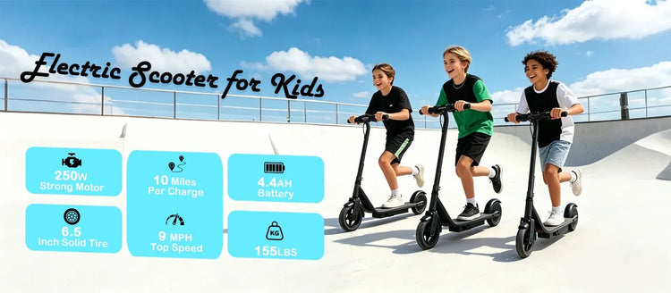 Monopattino Elettrico JUICEASE 15KM/H, Batteria 25V, Freno a Pedale, Motore 250W, Scooter Elettrico per Bambini, Idea Regalo
