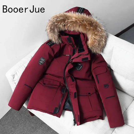 90% White Duck Down Removable Cap Men's Thermal Down Jacket Thick Puffer Jacket Men Coat High Quality Overcoat Winter Parka Men