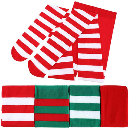 maveraCCüm | Christmas Stockings Red Green Striped Tights Stretchy Leggings Y2K Party Costume Knit Knee High Socks