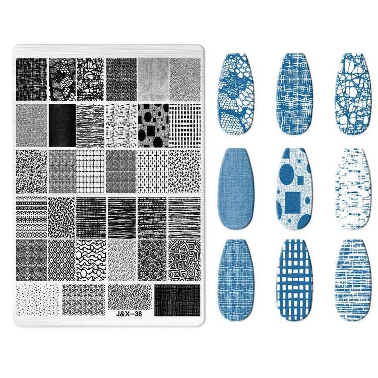 Flowers Love Nail Stamping Newspaper Splice Theme Irregular Stamping Plates Letter Nail Art Printing Stencil Tool Big Size Tools
