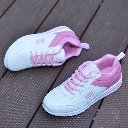 PU Leather Women's Running Shoes Lightweight Casual Sports Shoes Waterproof Outdoor Training Sneakers for Jogging Tennis PlatiNum