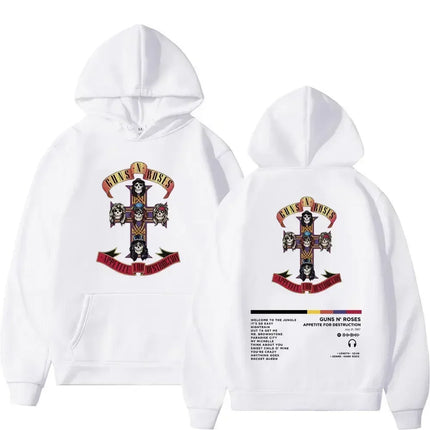 Men's and Women's Guns N Roses Printed Hooded Sweatshirts Guns N Roses Unisex Clothing Printed Rock Hip-hop Gothic Fashion
