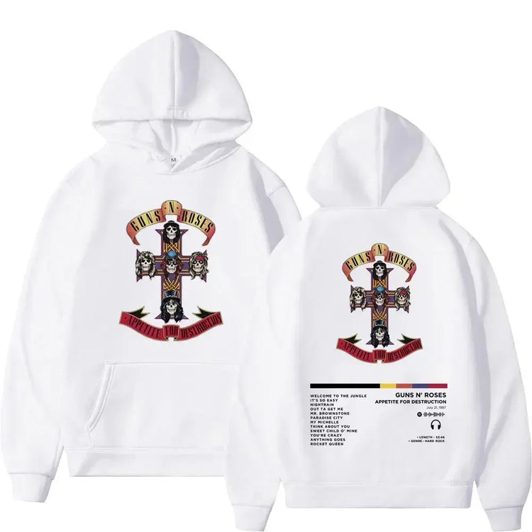 Men's and Women's Guns N Roses Printed Hooded Sweatshirts Guns N Roses Unisex Clothing Printed Rock Hip-hop Gothic Fashion