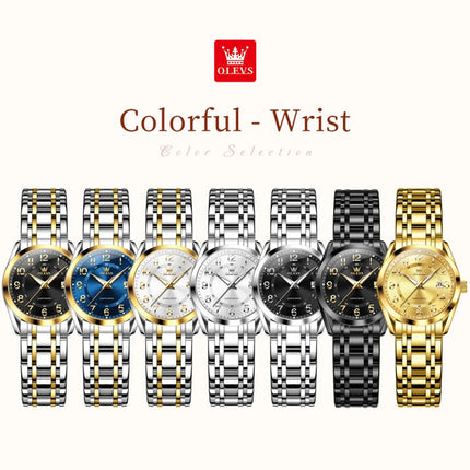 OLEVS 3666 Orologi da Donna Originali al Quarzo Impermeabili Luminosi Regalo per Donna Cronografo con Data Reloj Mujer platinumshop