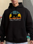 Cat ew people print casual fashion college style hooded sweatshirt with autumn and winter velvet suitable for men and women
