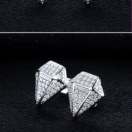 MossanRappr 0.94cttw Moissanite Eleganti orecchini a rombo in argento sterling 925 D Colore ghiacciato Gioielli Hip Hop per uomo Donna platinumshop