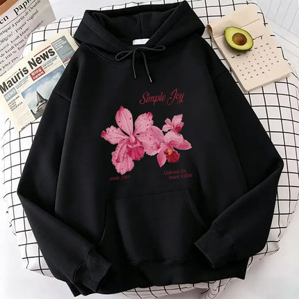 Harajuku Graphic Pullover Flower Design Hooded Sweatshirt Cute Hoody Spring Casual Hoodies Pullover Hooded Daily