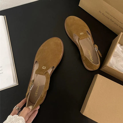 DIMANYU Women's Retro Roman Baotou Sandals, New Summer 2026 Models, Frosted Genuine Leather, Women's Flat Shoes, Perforated Sandals