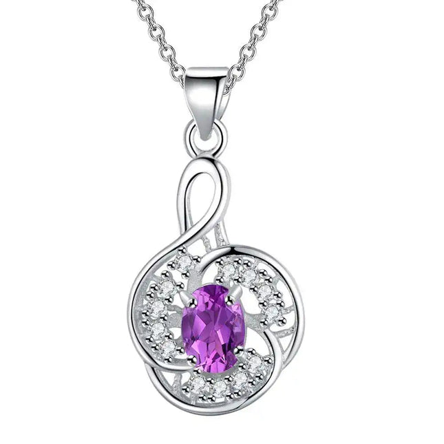 Collana con Ciondolo in Argento Sterling 925 con Zirconi per Donne, Gioielli di Alta Qualità per Matrimoni e Fidanzamenti, Regali di Moda per Feste PlatiNum