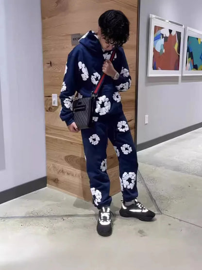 DENIM TEARS marca vendita calda nuova felpa con cappuccio stampata in schiuma di cotone alla moda, tuta sportiva da uomo alla moda europea e americana