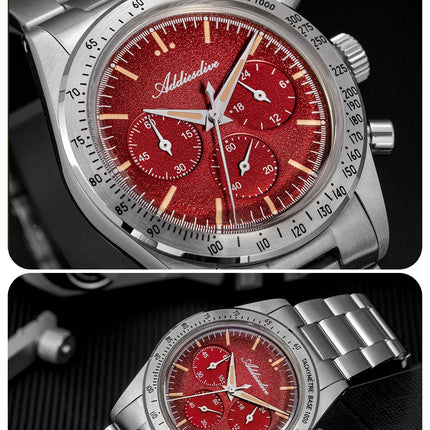 ADDIESDIVE Chronograph Watch For Men 10Bar Waterproof 316L Stainless Steel 0S20 C3 Vintage Luminous Luxury  Quartz Watch AD2552