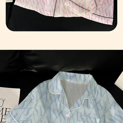 Estate delle nuove donne avanzate senso del ghiaccio pigiama di seta Homewear Set ragazze pigiama temperamento pigiama a maniche corte Homewear Set