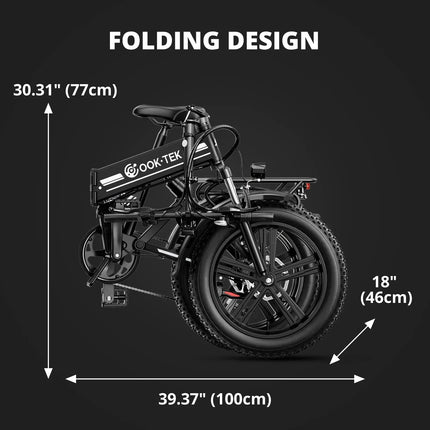 Bicicletta Elettrica Pieghevole E20 con Pneumatici Spessi 20 Pollici * 4.0, Motore 1000W, Batteria 48V 17.5AH, per Campeggio, Città e Tutti i Terreni