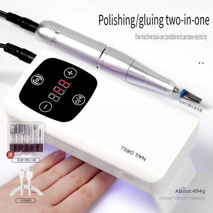 Wireless Portable Rechargeable Electric Nail Polishing Machine New Cordless Nail Surface Polisher Gel Nail Remover Professional Home Salon Manicure Pedicure Care Tool For DIY Nail Art Design