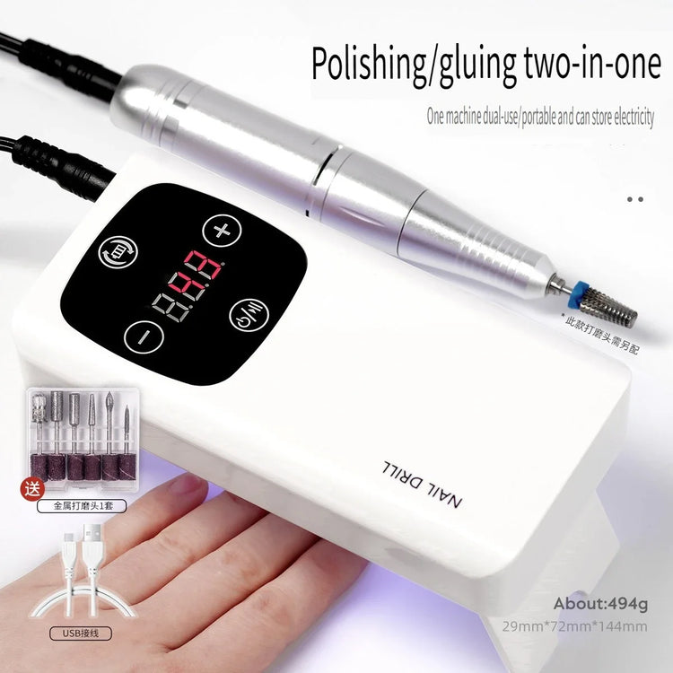 Wireless Portable Rechargeable Electric Nail Polishing Machine New Cordless Nail Surface Polisher Gel Nail Remover Professional Home Salon Manicure Pedicure Care Tool For DIY Nail Art Design