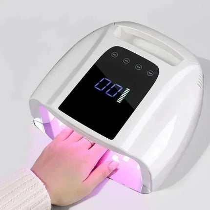 96W Wireless UV LED Nail Dryer, Rechargeable Nail Lamp with Metal Base, Portable Cordless Manicure Curing Light for Gel Polish
