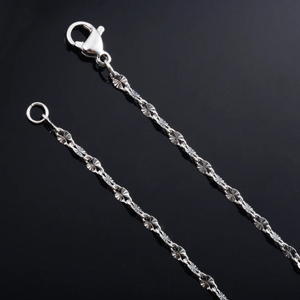 Yadreva Catena con labbra in rilievo Collana sottile in acciaio inossidabile da 2,5 mm Accessori per gioielli impermeabili con maglie fatte a mano PlatiNum