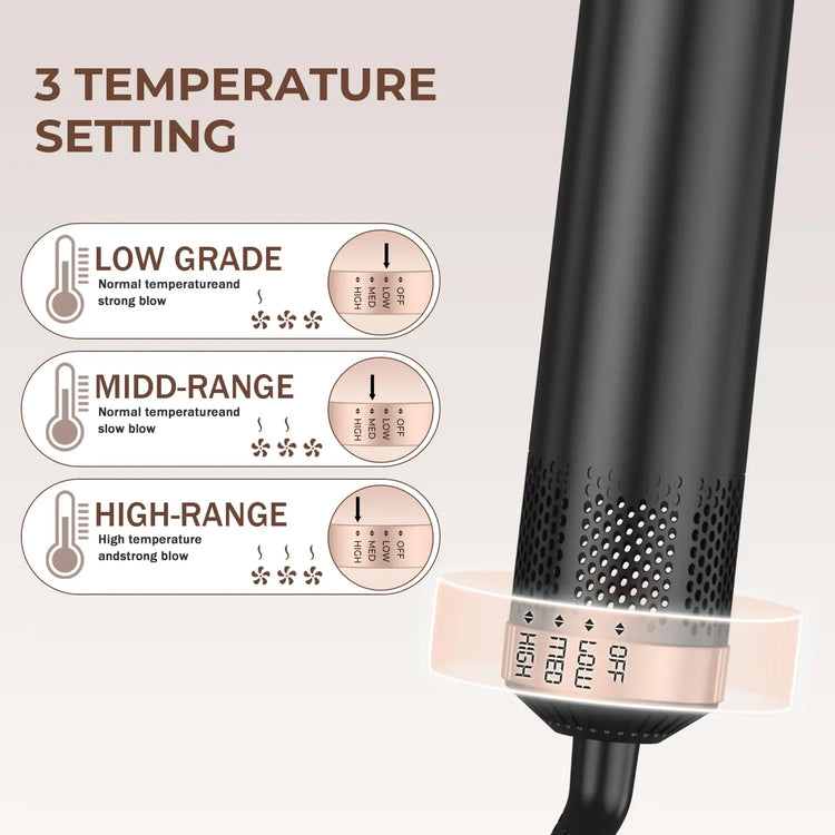 Multi-Functional 5-in-1 Hair Dryer Styler Hot Air Brush Detachable Round Paddle Comb Straighten And Curl Hair Home Styling Tool