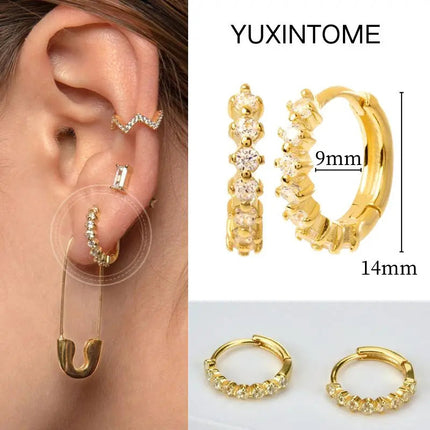 White Color Zircon Hoop Earrings 925 Sterling Silver Needle Cross/Star/Flower/Water Drop Pendant Gold Earrings Luxury Jewelry PlatiNum