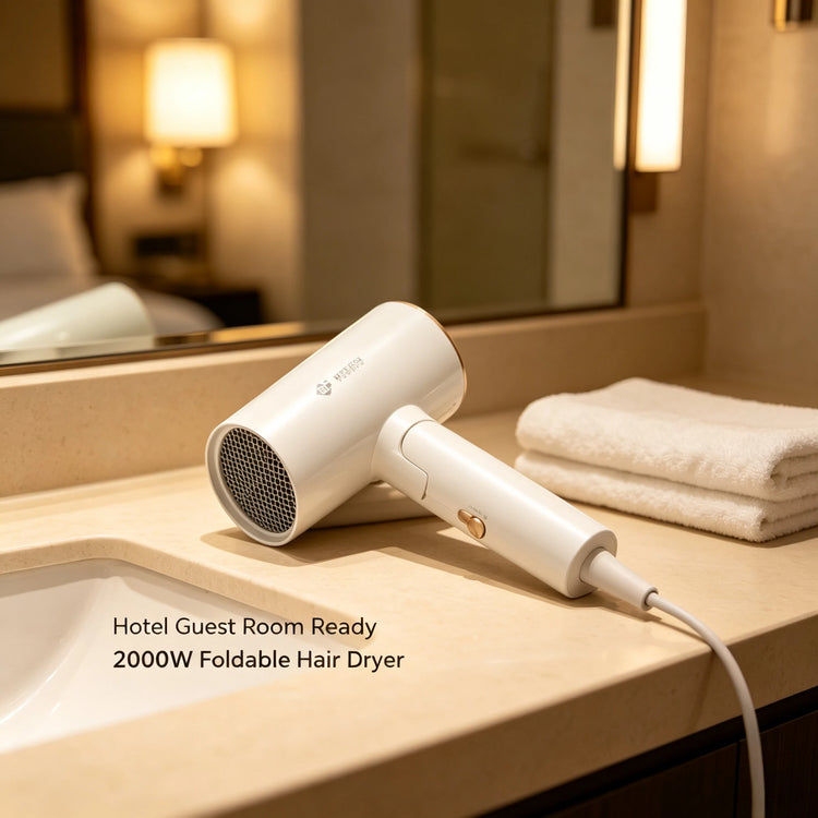 Foldable Hair Dryer 2000W High Power Portable Travel Hair Dryer Cold Air Function 220‑240V For Home Hotel Household Use