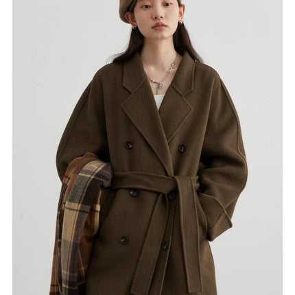 CHIC VEN Women Long Double-sided Woolen Coats Retro Loose Female Overcoat Double Breasted Ladies Windbreak Autumn Winter 2026