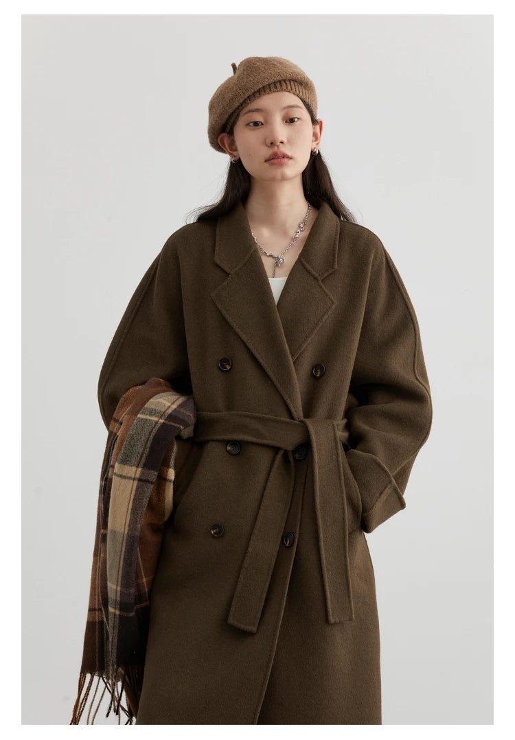 CHIC VEN Women Long Double-sided Woolen Coats Retro Loose Female Overcoat Double Breasted Ladies Windbreak Autumn Winter 2026