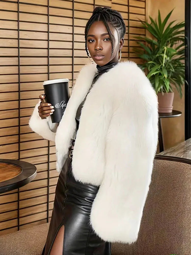 ZADORIN Thick Warm Winter Fur Coats Woman Luxury Fluffy Black Faux Fur Coat Woman Clothing Fox Fur Faux Coat Short Furry Jacket