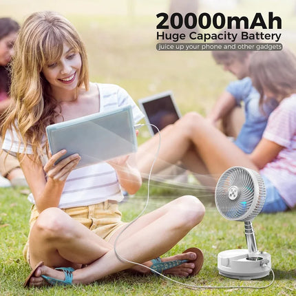 Nuovo ventilatore pieghevole da 20000 mAh con telecomando/luce/timer Ventilatore da campeggio oscillante staccabile a 9 velocità Ventilatore da campeggio portatile ricaricabile